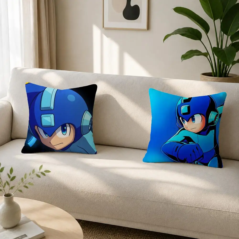 Game Rockman Megaman Cushion Cover Soft Plush Cushion Covers Fluffy Throw Pillow Cases for Sofa Bedroom Home Decor