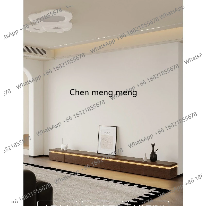 

Medieval walnut TV cabinet floor-to-ceiling living room home new storage locker integrated can be customized