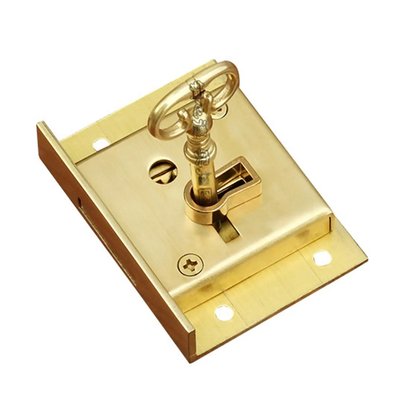 Retro Brass Cabinet Lock Set with Key Square Drawer Lock Easy Install for Wardrobe Cupboard