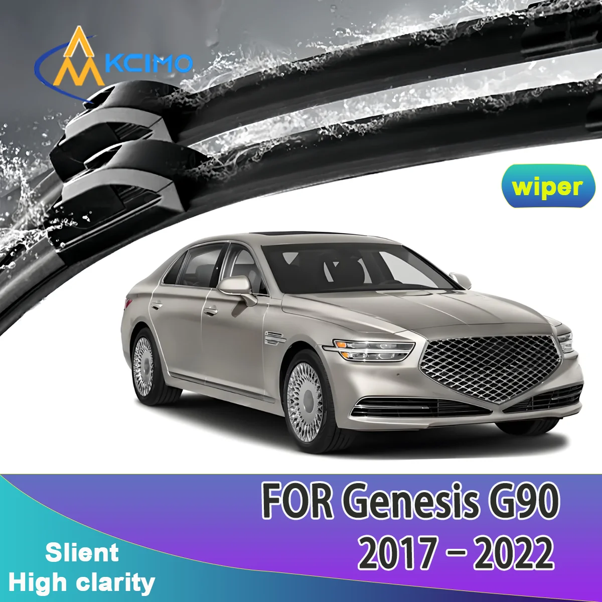 

All-Season Front Wipers Silent Black Car Rain Brush Suitable for Genesis G90 HI 2017-2022 Genesis EQ900 Windshield Auto Wipers