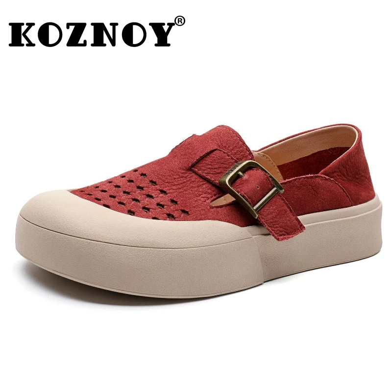 

Koznoy/женские сандалии из коровьей замши 3 см, летние резиновые женские туфли на плоской подошве, на танкетке, полые туфли Мэри Джейн, тапочки