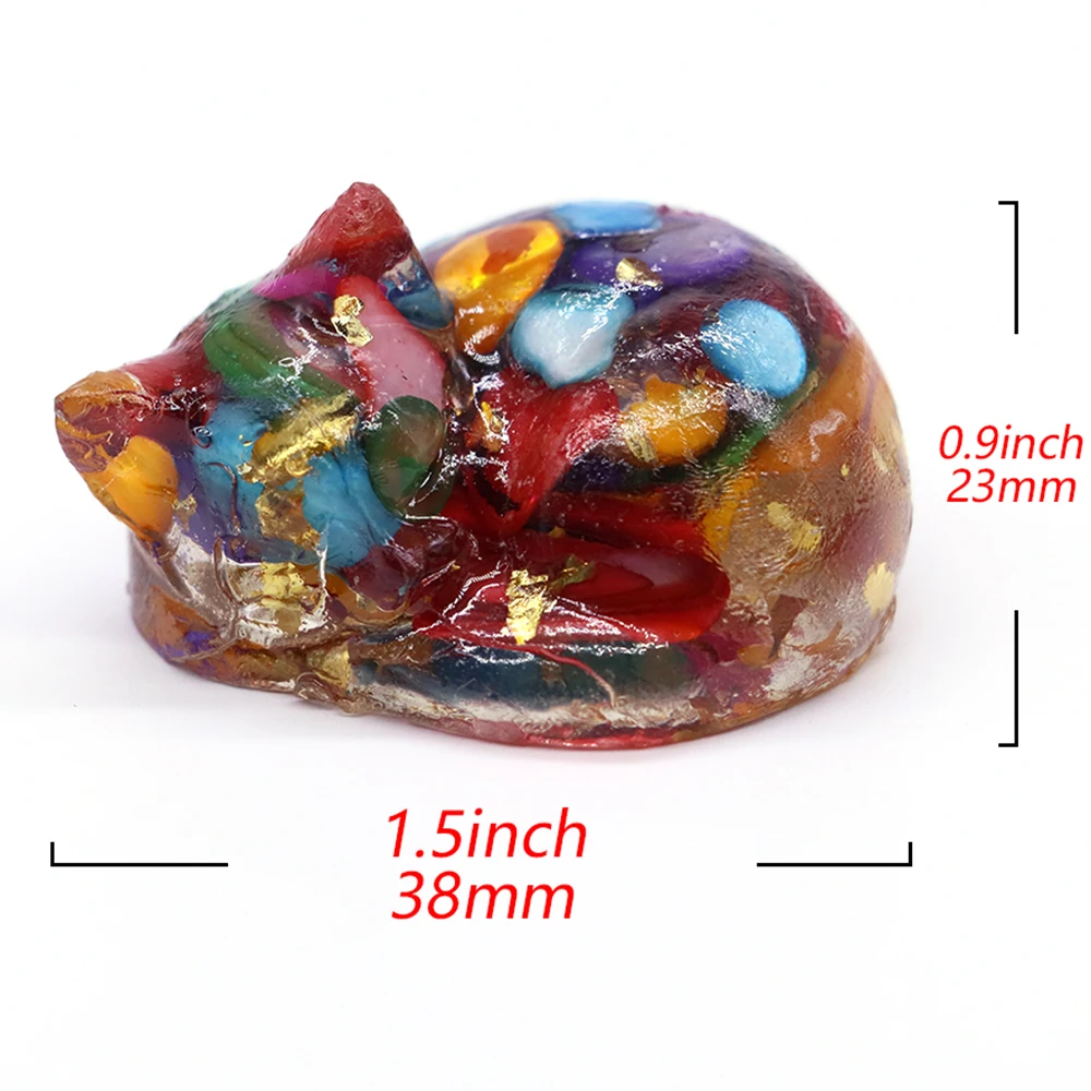 Sleeping Cat Ornaments Aquarium Decor Fish Landscaping  Natural Crystal Kitty Statue Irregular Energy Stone Mini Resin Figurine