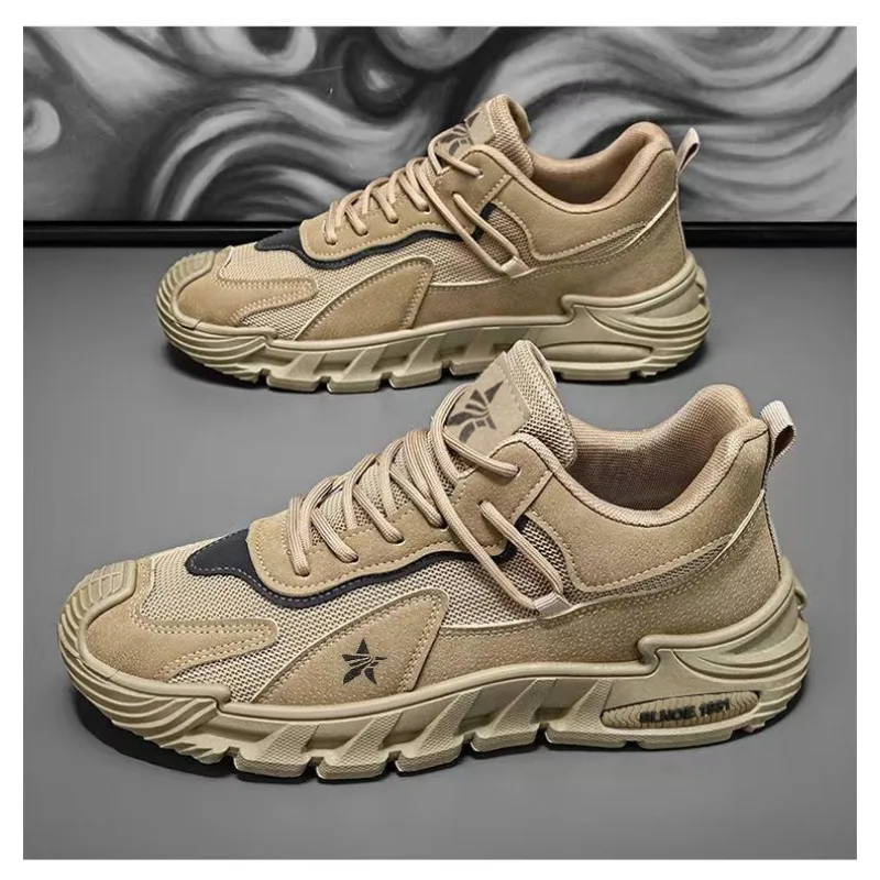 2026 New Mesh Suede Work Shoes For Men Red Thick Sole All Mat Construction Daily Labor Casual Footwear