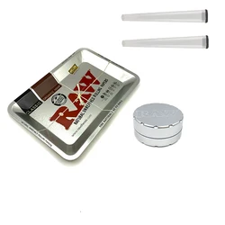 Metal Tobacco Rolling Tray 18x12.5cm Herb Tobacco Grinder 52MM 2 layer Aluminium Alloy Storage Tube Smoking Accessories