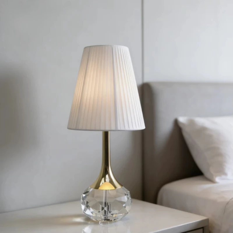 

Minimalist crystal bedroom bedside lamp hotel postmodern creative art bedside reading lamp