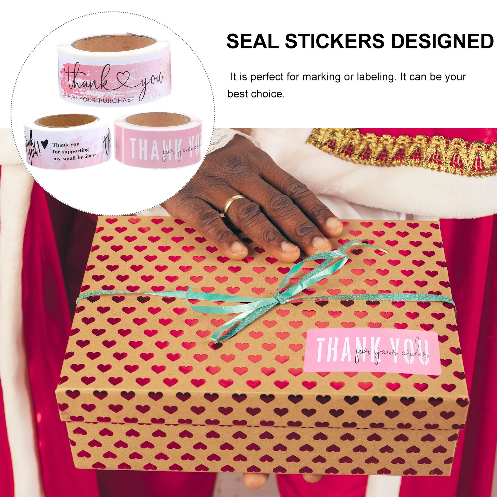 

3 Rolls Seal Stickers Thank Theme Decorative Seal Sticker for Gift Wrapping Envelope Label Stickers for Packaging