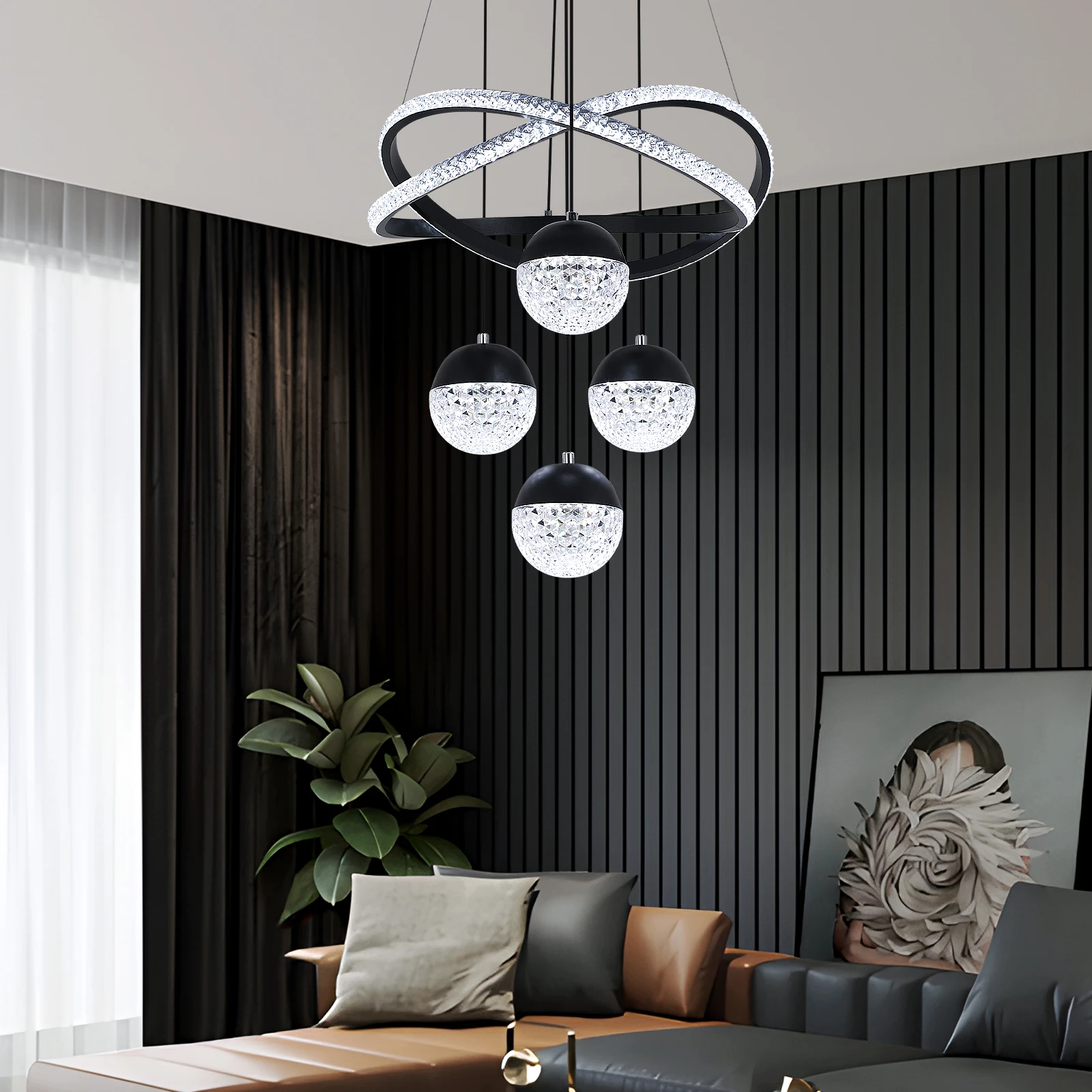 Modern LED Chandelier Lighting Three LED Colors Nordic Restaurant Lighting Living Room Chandelier Hanging Lamp Lighting Fixture