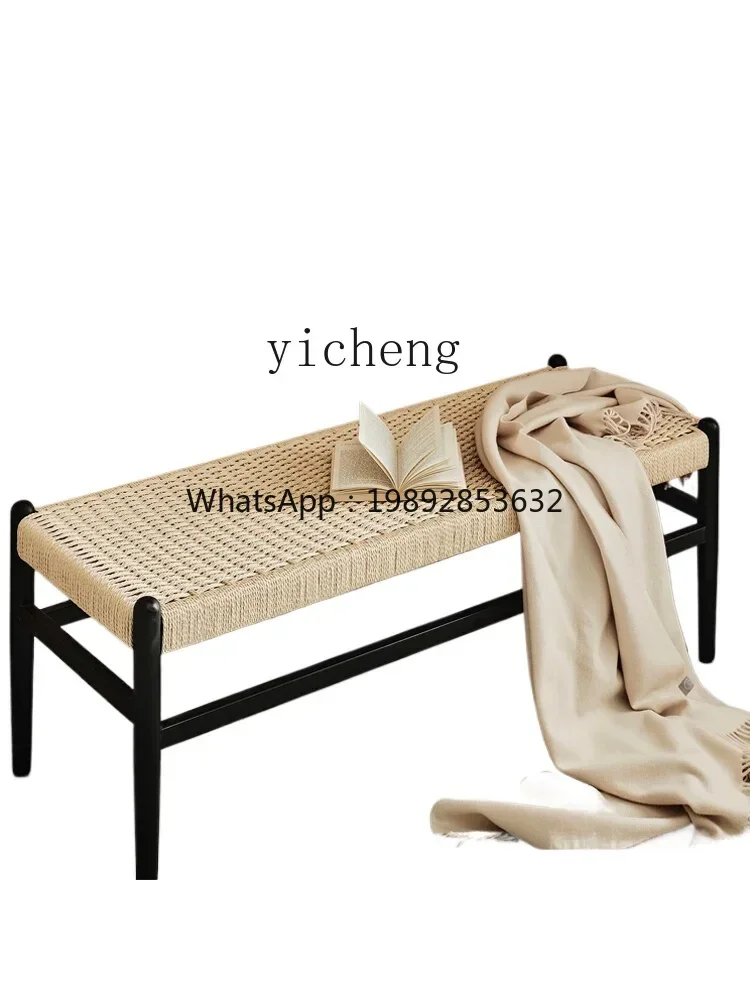 solid wood bedside stool bedroom living room rope dining stool sofa simple modern small apartment