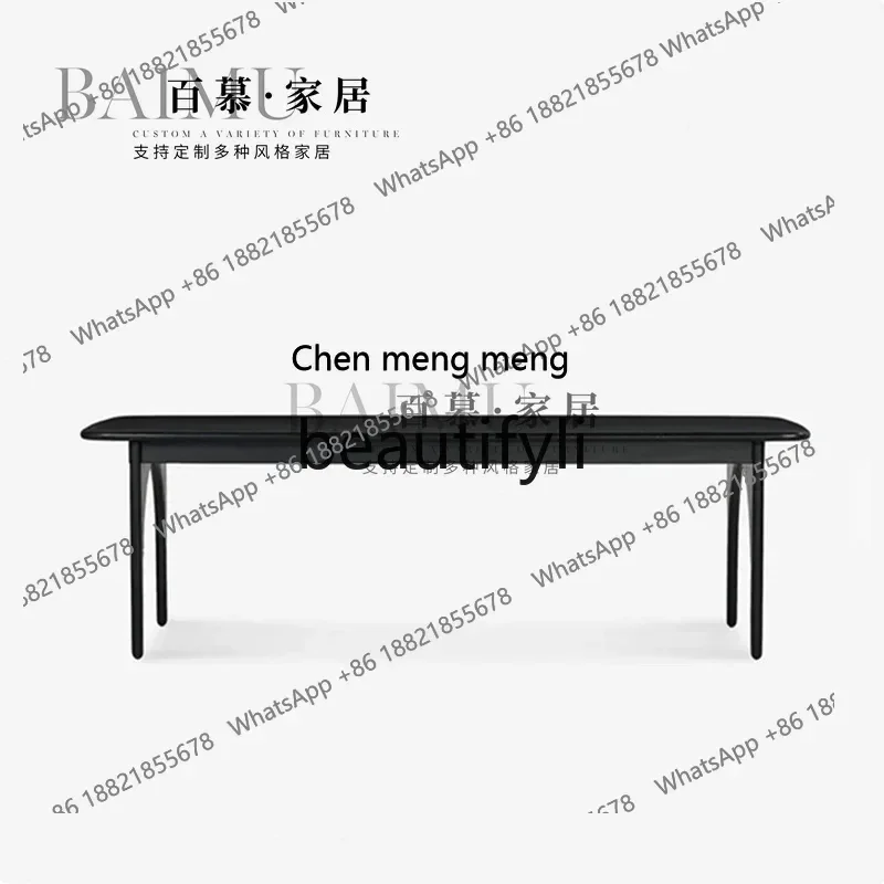 Nordic minimalist rectangular solid wood dining table cream style home designer creative desk