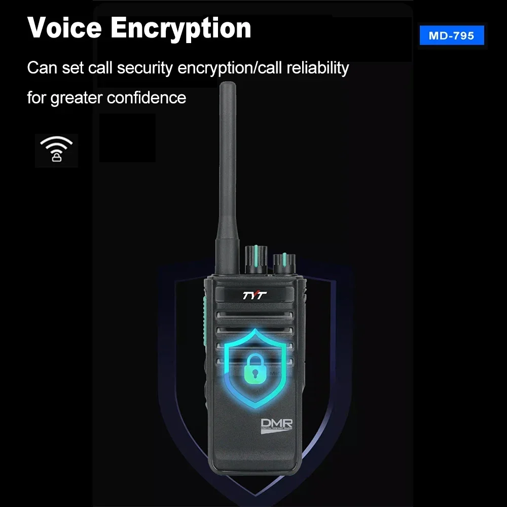 TYT MD-795 DMR Walkie Talkie 4W/1W Power  400-470MHz UHF Band Two Way Radio 256 Channels Voice Encryption  Monitor Function