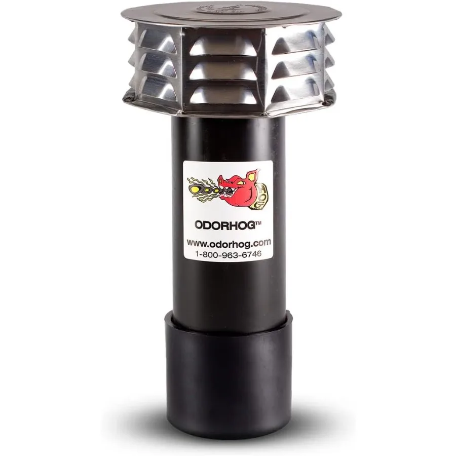 

OdorHog Metal Cap Slip On Vent Stack Pipe Filter 3 Black ABS Removes Outdoor and Sewer Odor Problems 3.0-inch