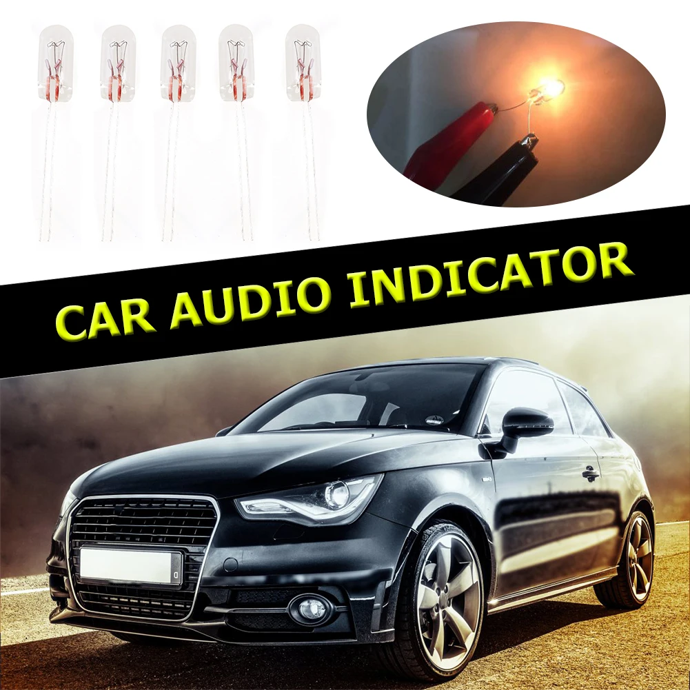 5pcs Dashboard Instrument Bulbs 14V 1.12W T5 Automobile Instrument Audio Gear Bulb 5mm Dashboard Yellow Light Car Part Ornaments