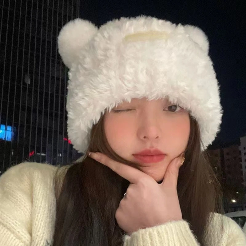 634C Oversized Bear Ear Hat for Girls Winter Windproof Hat Warm Birthday Gifts Festive Stage Shows Bear Hat Photo Props