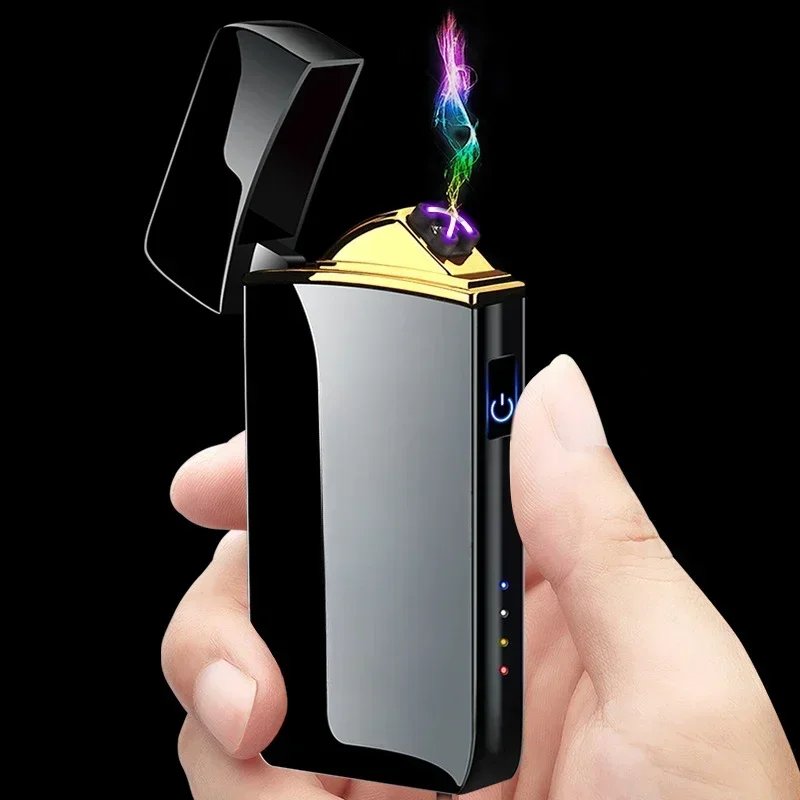 Double Arc Plasma Lighter, Metal Electric Lighter, Windproof Cigarette Lighters, Rechargeable USB Smoking Accessories, Men Gift