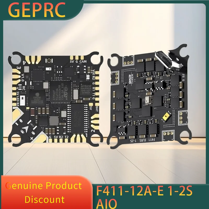 

GEPRC TAKER F411-12A-E 1-2S AIO F411 Flight Controller 4in1 12A ESC BMI270 ELRS 2.4G 3.0 RX 25.5X25.5mm DarkStar20 Cinewhoop RC