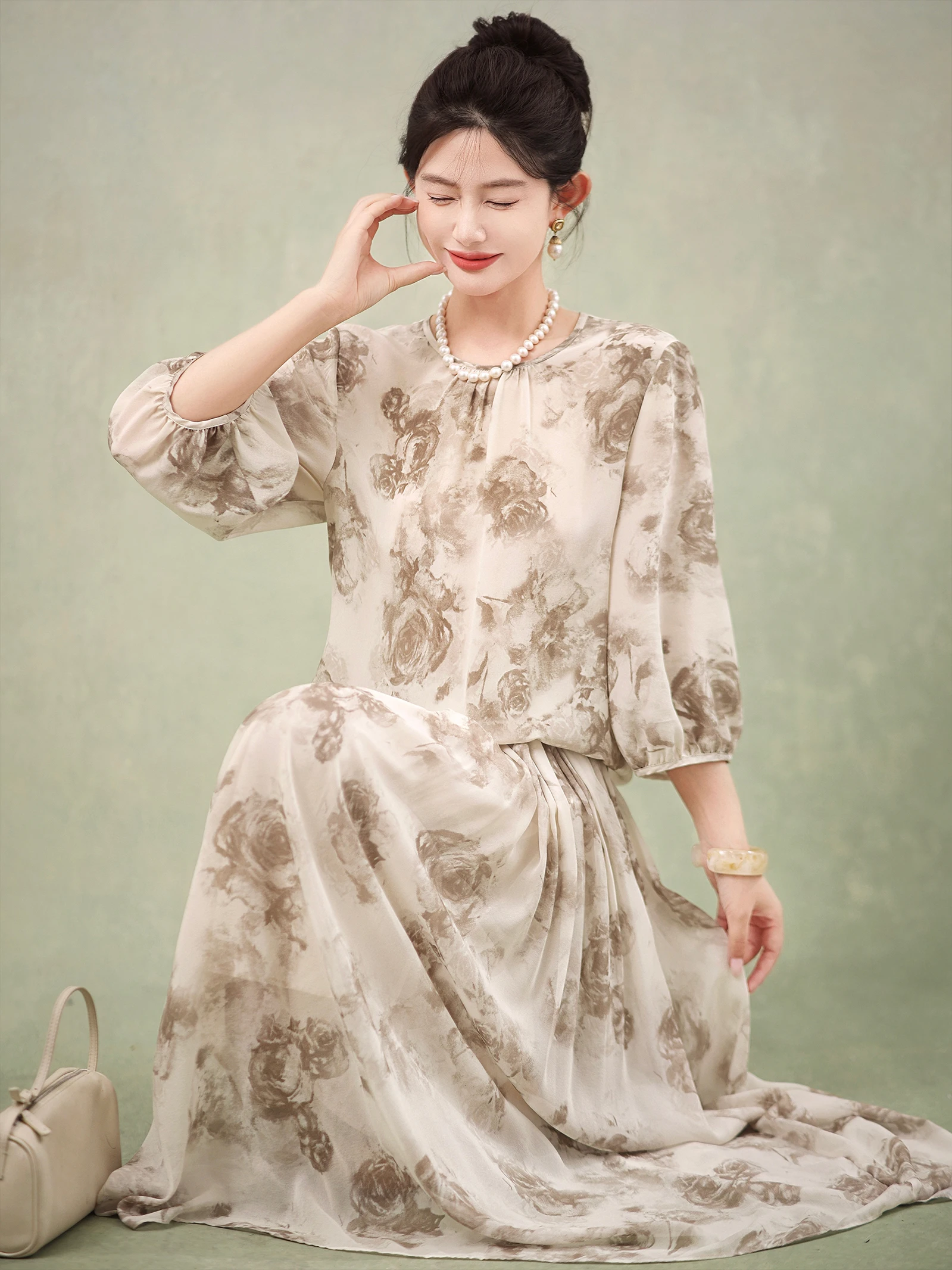 

Ele Silk Set Zhaodaxi Rose Lace irt f Skirt Commute Sle Simple Design Summer Collection 25-29 Years Old Women