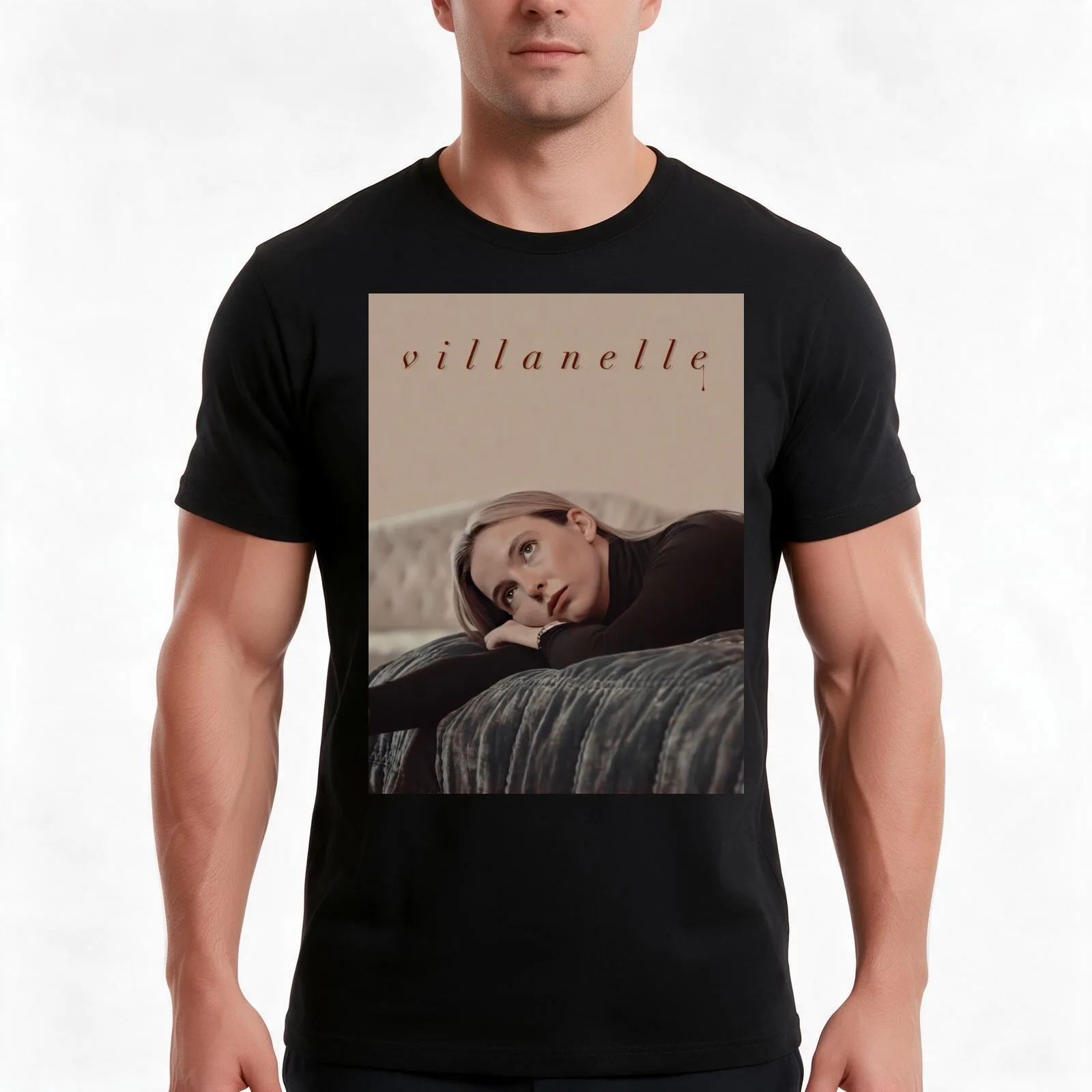 Villanelle T-Shirt, Summer Casual Cotton Tee, Oversized Streetwear Tops, Vintage Graphic Print, Loose Fit Short Sleeve