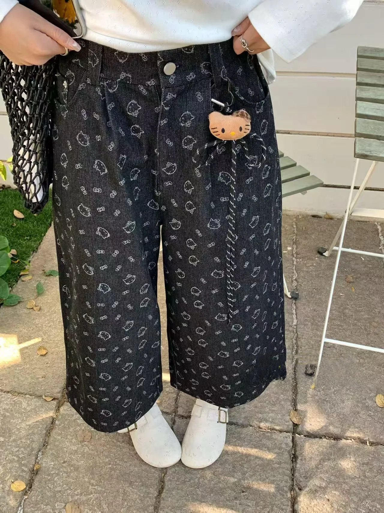 

Sweet Cool Kit plus Size Embroidered Loose Knife Denim Jeans Women's Slightly Plump Slimming Eighteen Pants