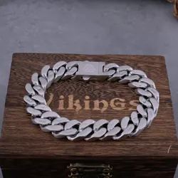 Original Design Stainless Steel Cuban Bracelet Men Women Couple Letter Matte Bangle Punk Hip Hop Thick Chunky Chain Wristband