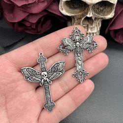 4Pcs 54*41mm Zinc Alloy Large Cross Moth Charms Pendant Designer Charms Fit Jewelry Making DIY Jewelry Findings