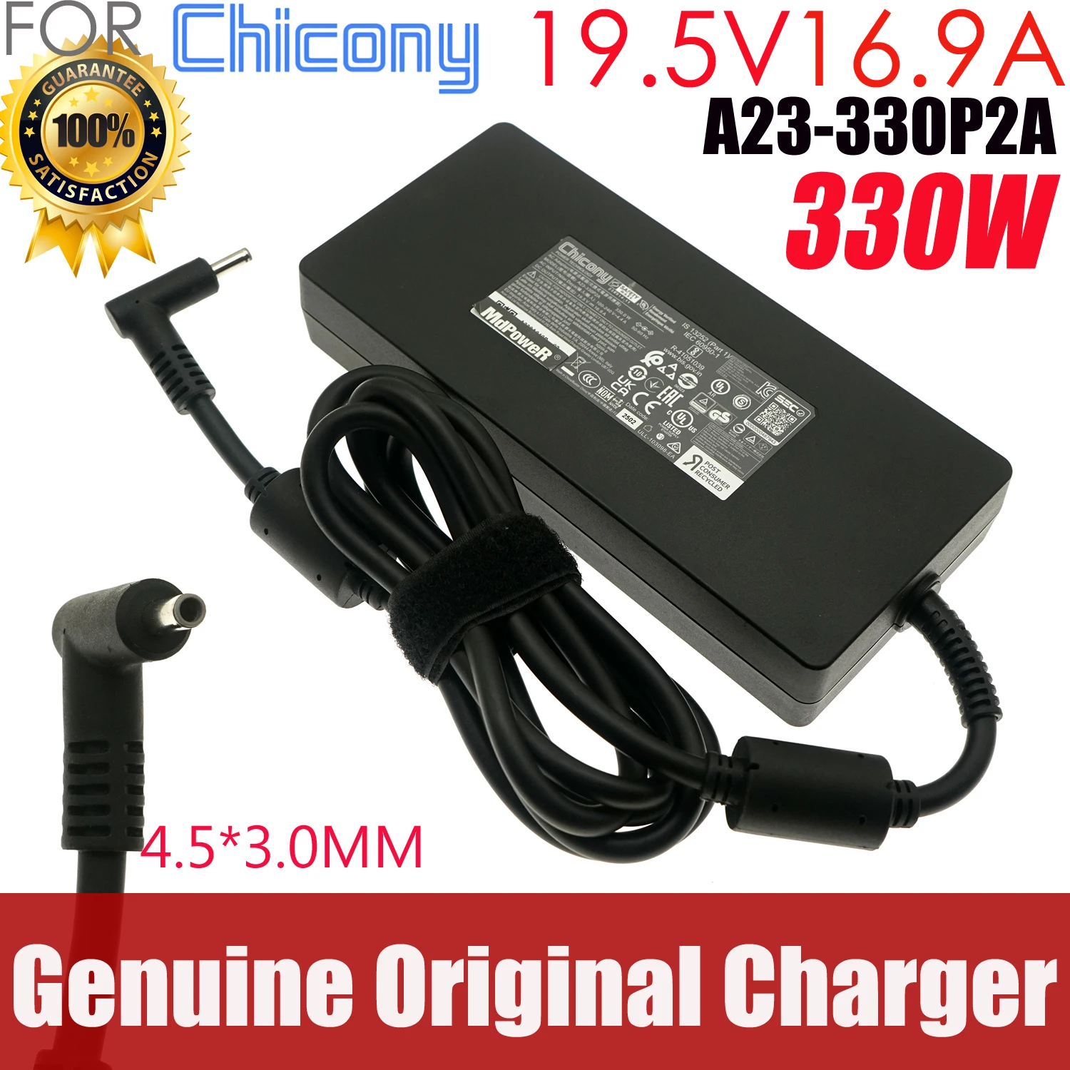 Chicony A23-330P2A A330A043P 19.5V 16.9A 330W AC Adapter for ThundeRobot R16 Hunter Blade 16 NB-T9F00J i9-13900HX RTX5080
