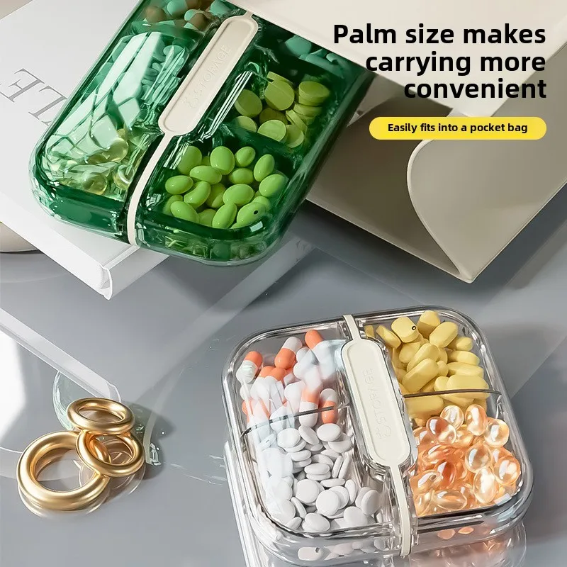Portable Pill Organizer Box – Mini Travel Medicine Storage Case with Sealed, Moisture-Proof Compartments for Daily Medication
