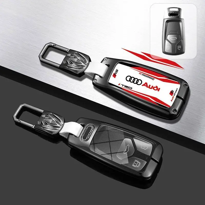 

Alloy+Leather High-End Car Key Case for Audi A4 B9 A5 A6 8S 8W Q5 Q7 4m S4 S5 S7 Tt Rs Car Accessories