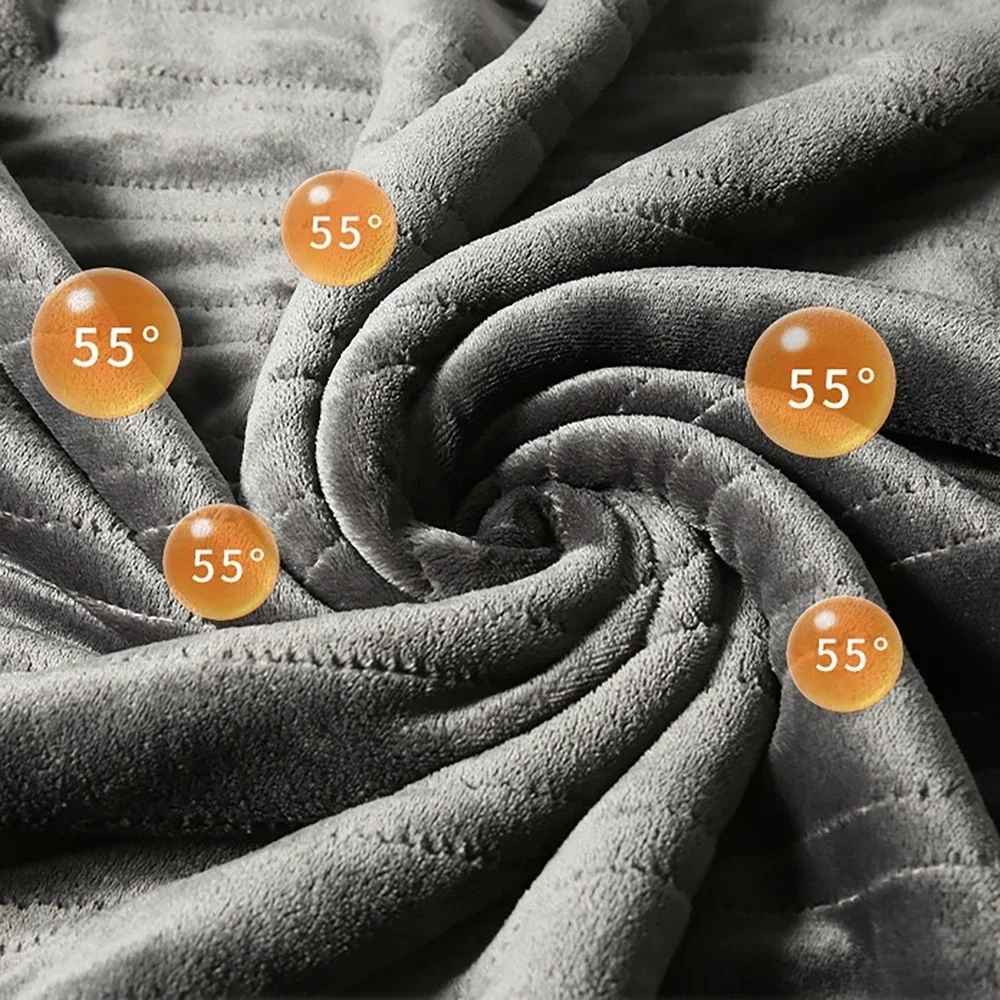 Washable Electric Blanket Warmer Flannel & Lambskin Soft Nap Blanket 9 Heating Levels 12 Hours auto-Off Over-Heat Protection