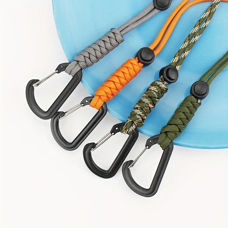 2pcs Braided Outdoor Hanging D Hook Portable Heavy Duty Hanging Buckle For Hiking Traveling Outdoor Adventure Daily Hanging Use