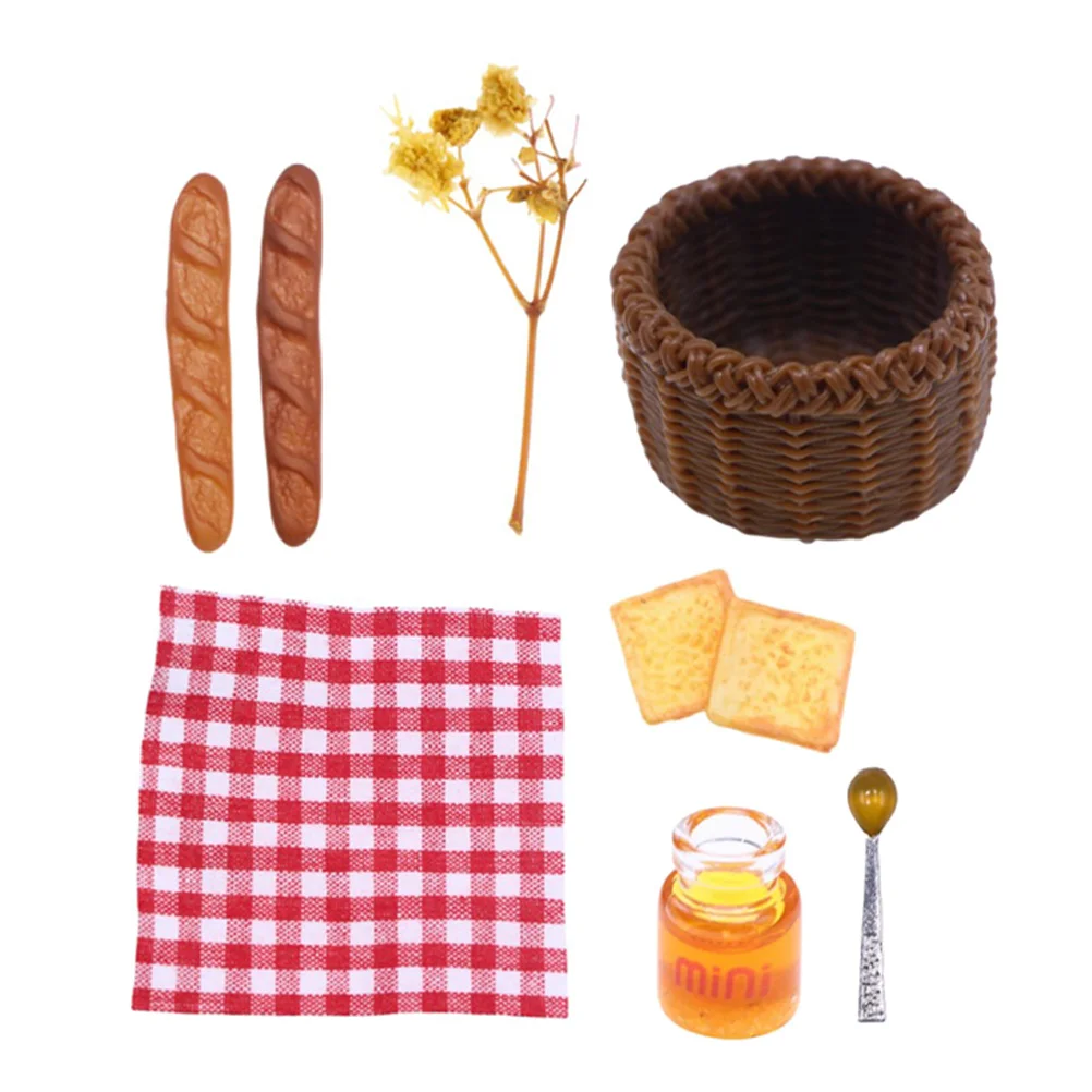 

Ornaments for Kids House Pretend Toy Simulated Bread Basket Decor Mini Kitchen Props Miniature Party Supplies Child