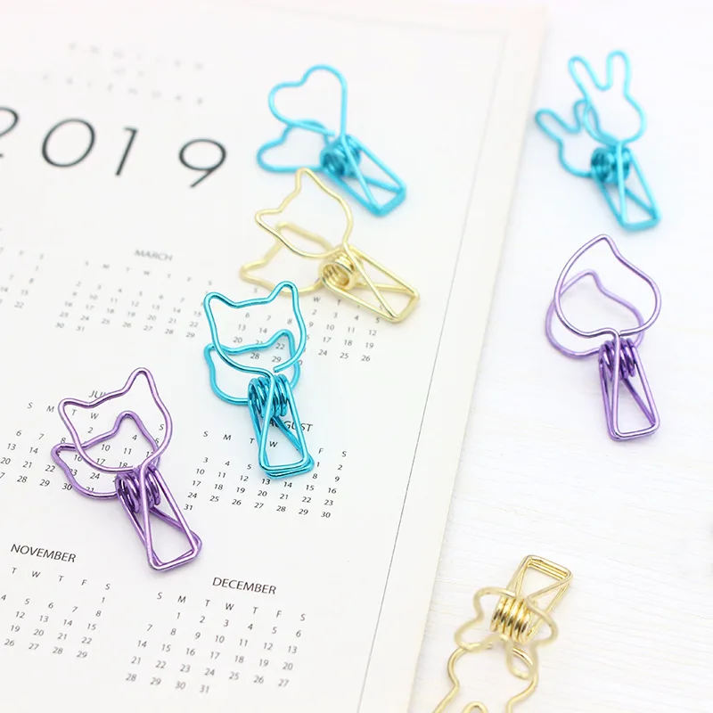 Cute Metal Creative Small Fish Clip Shape Cartoon Colorful Dovetail Clips Ins Girl Style Stationery File Organizer