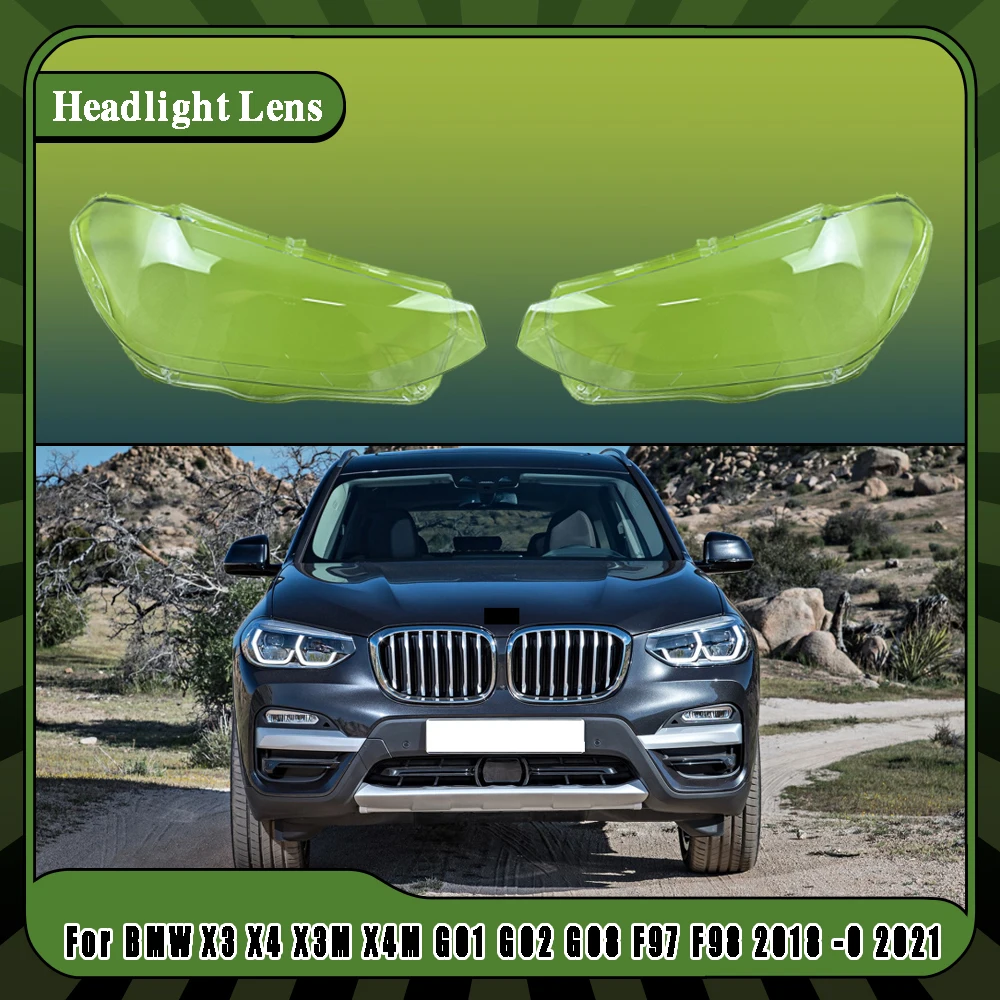

For BMW X3 X4 X3M X4M G01 G02 G08 F97 F98 2018 2019 2020 2021 Car Headlight Lens Cover Clear Front Headlamp Shell Lamp Hood
