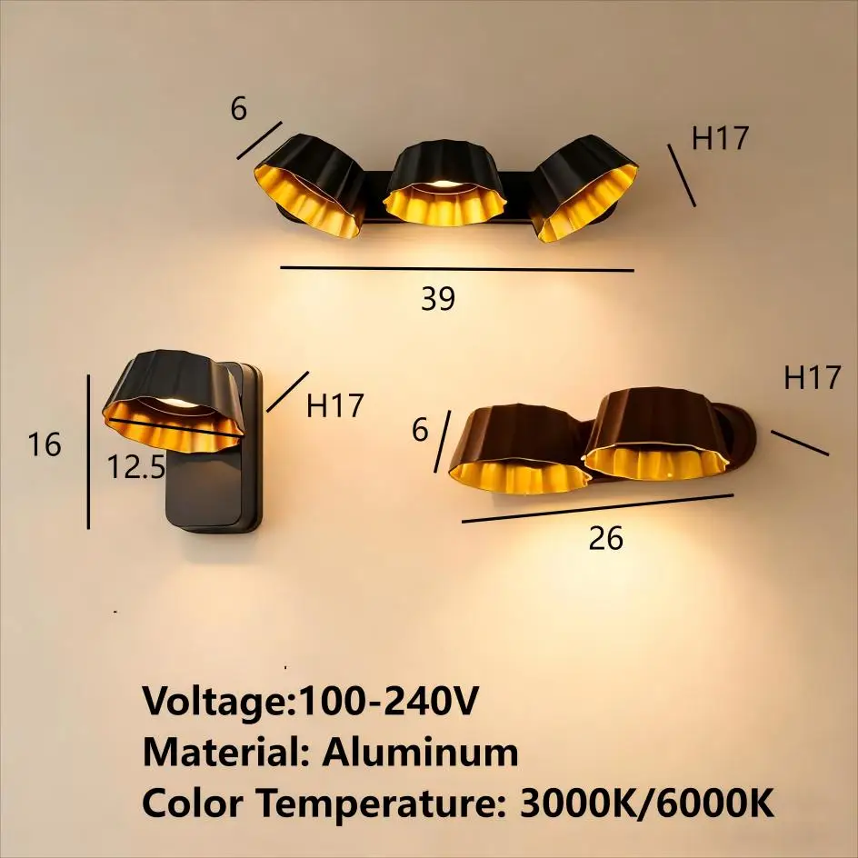 مصباح حائط LED خارجي مقاوم للماء IP65 15 وات 340 ° دوران الألومنيوم الشمال الحديثة الجدار الخفيفة فناء المدخل المرآب شرفة داخلي #6