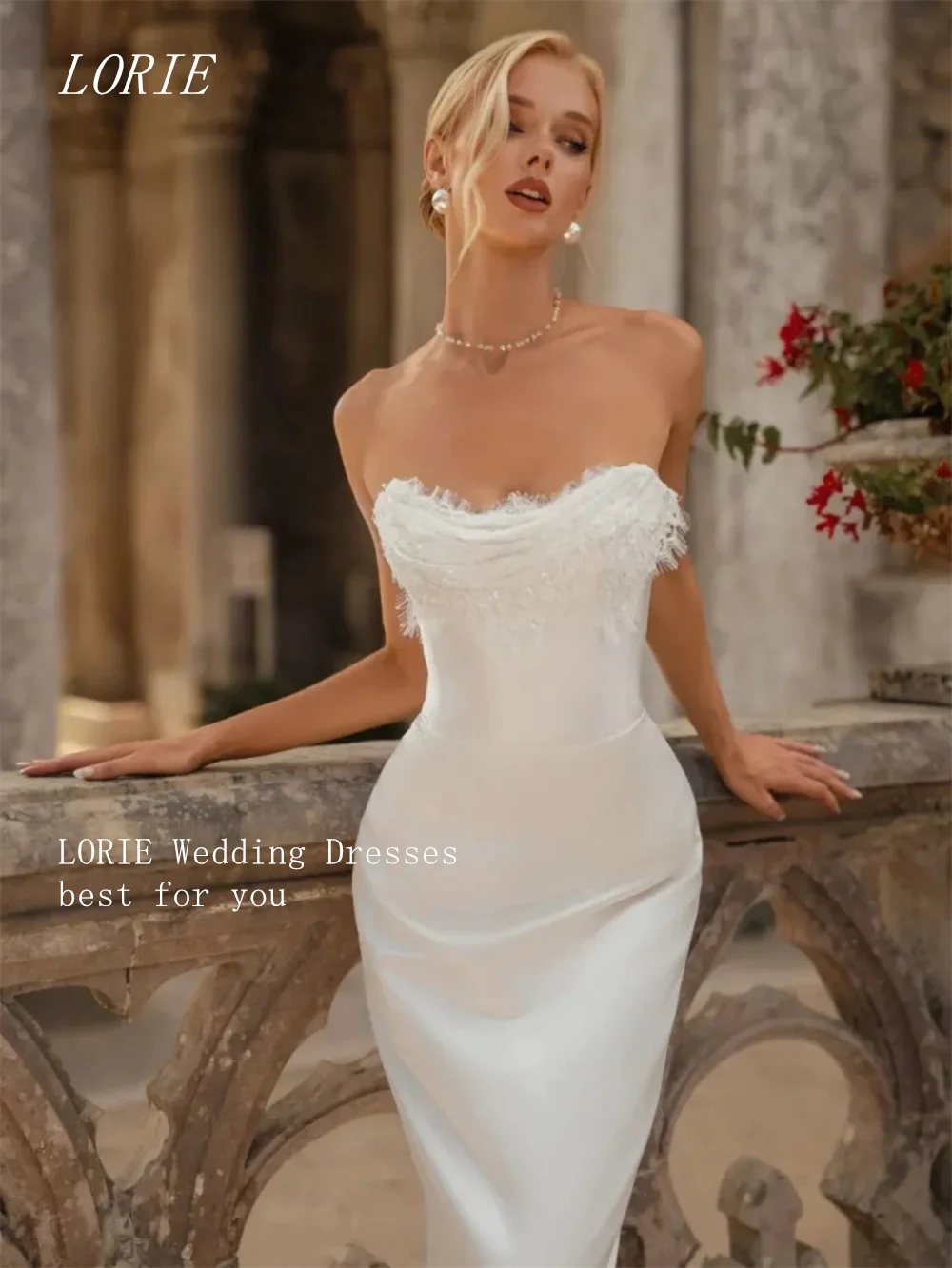 

LORIE Luxury Lace Mermaid Wedding Dress Loose Boat Neck Bridal Dresses Appliques Elegant Wedding Gown Customized 2026