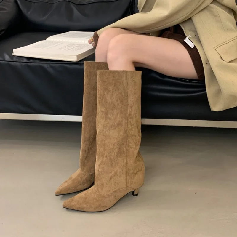2026 Trend Designer Retro Stilettos Women's Modern Boots New Autumn and Winter Pointed Over-the-knee Slim Shoes Zapatos De Mujer image 4