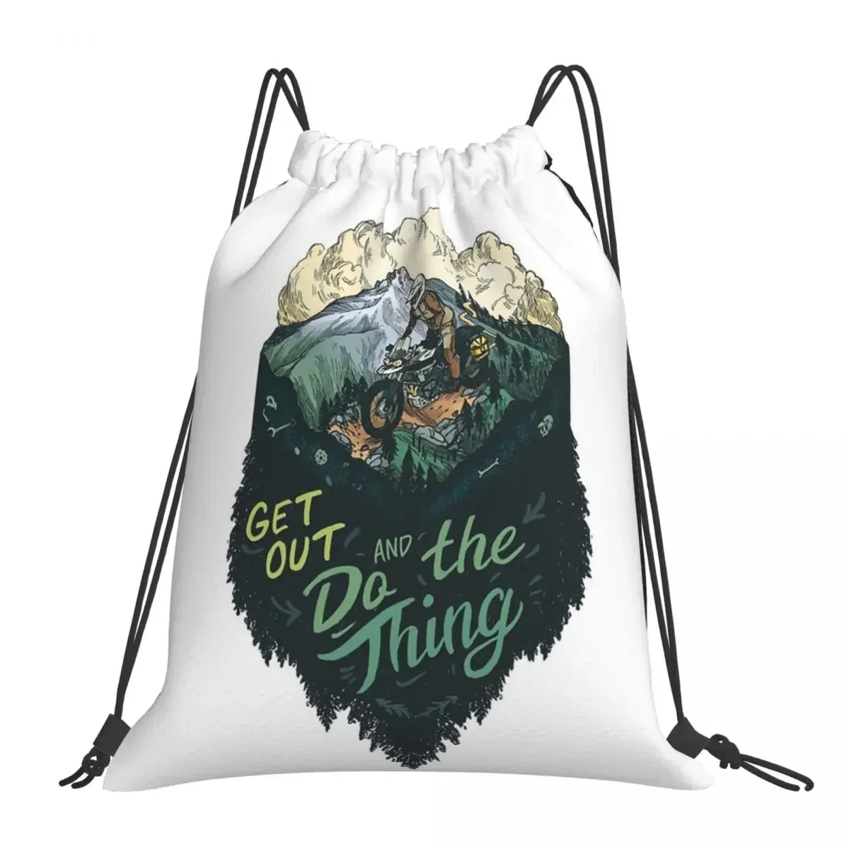 Get Out And Do The Thing ADV Rider Backpacks Drawstring Bags Drawstring Bundle Pocket Sports Bag BookBag For Travel School