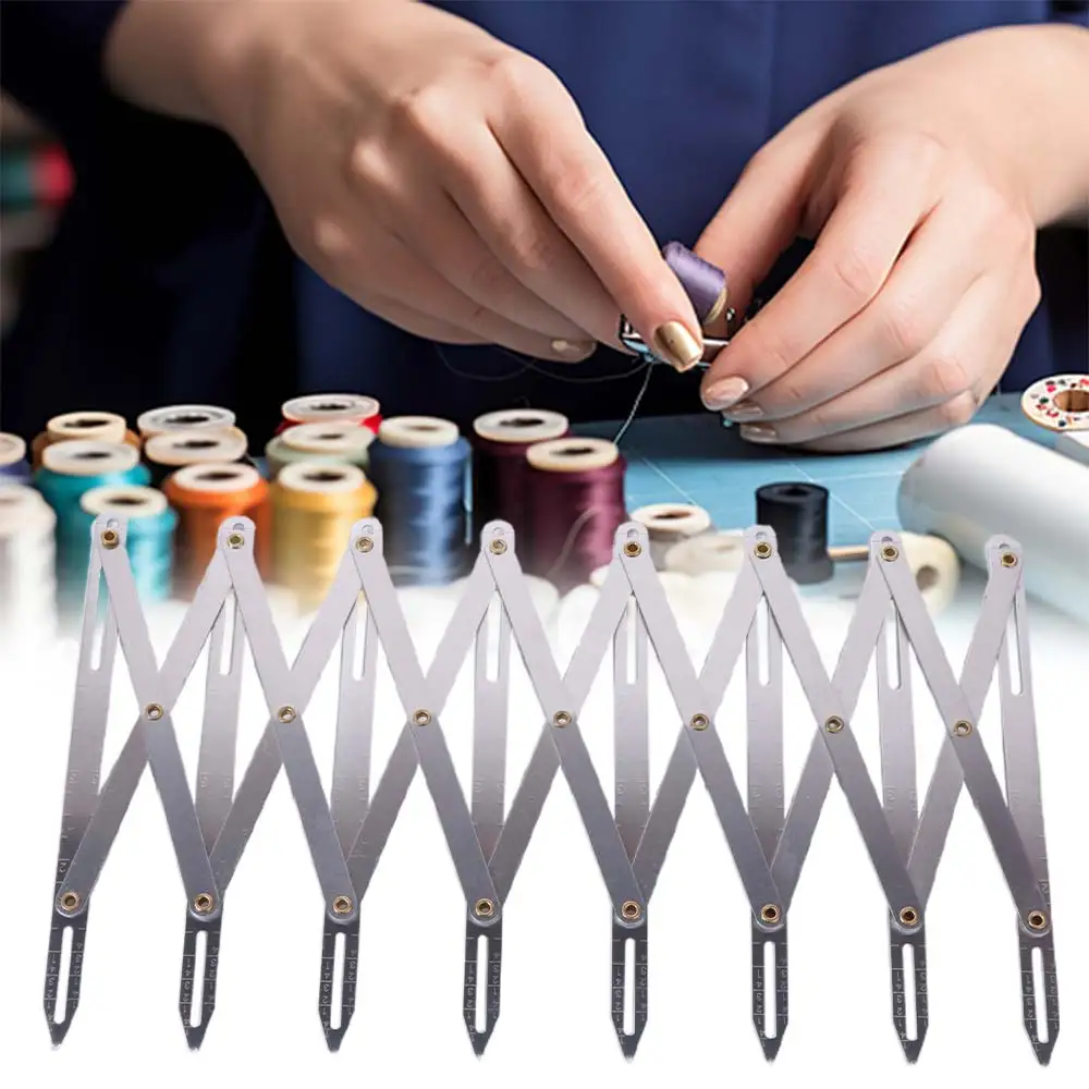 

Adjustable Length Expanding Rule Multifunctional Buttonhole Mark Sewing Gauge Tool Isometric Divider DIY