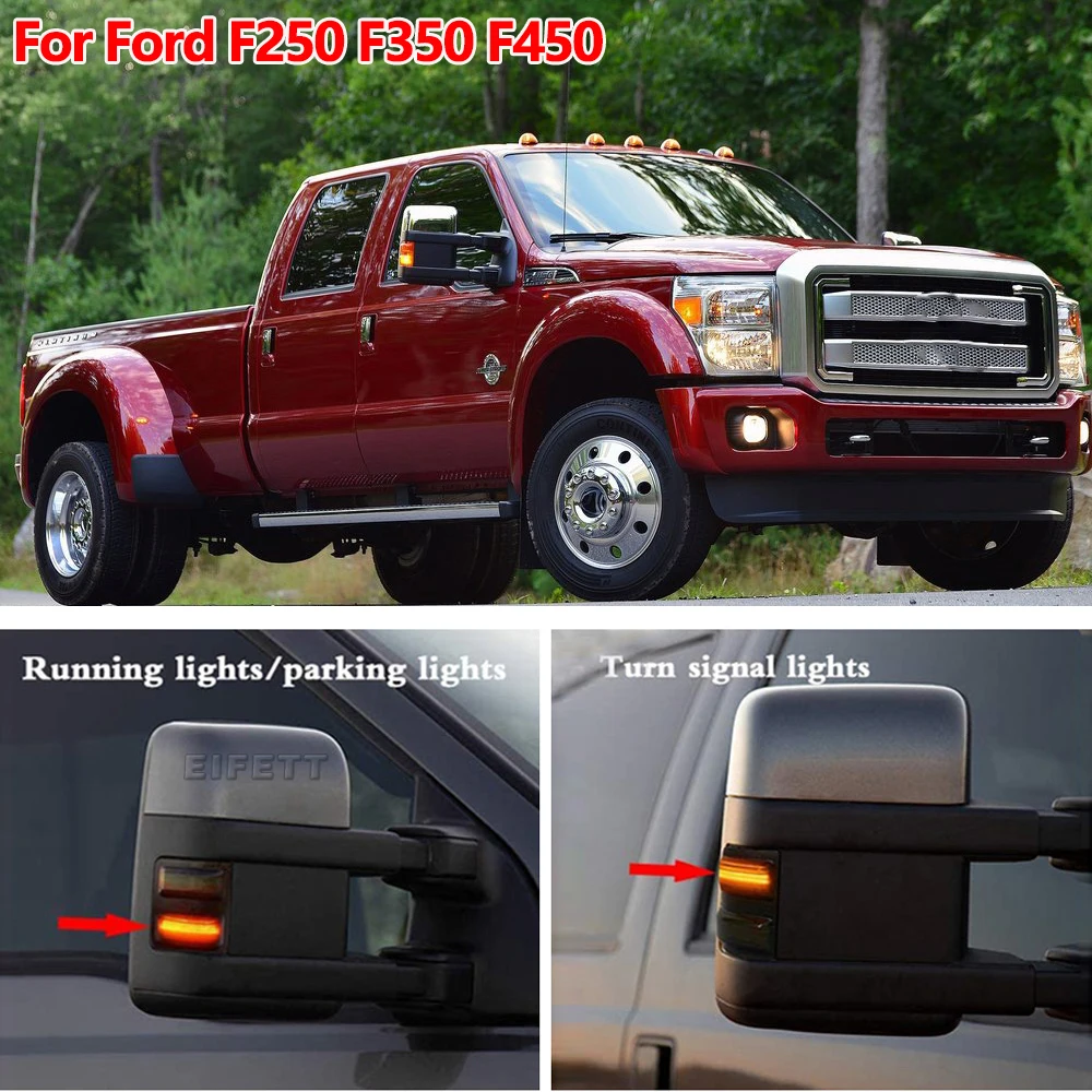 New LED Dynamic Turn Signal Sequential Blinker Side Mirror Indicator Light For Ford F-250 F-350 Super Duty 2008 - 2016