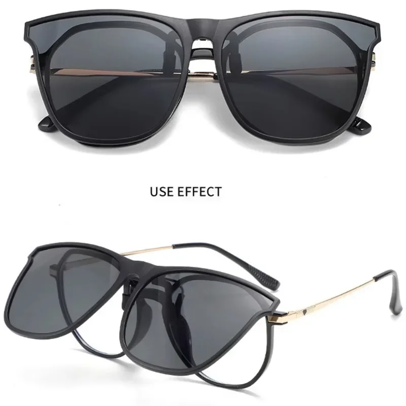 1PCS Polarized Clip On Sunglasses Men Car Driver Goggles UV400 Sun Glasses Anti Glare Vintage Square Glasses