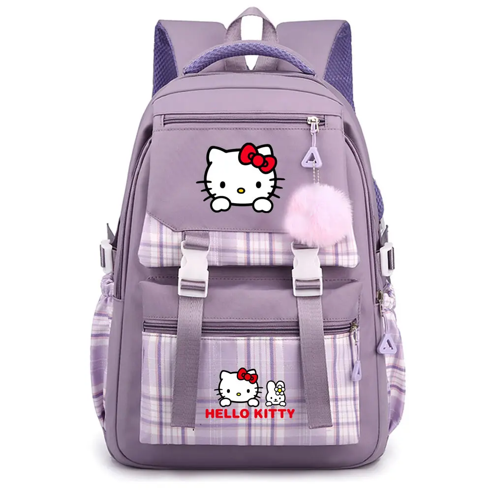 

Kawaii Hello Kitty Prints Girls Boys Kids School Book Bags Teenagers Schoolbags Student Backpack Women plaid Travel Bagpack