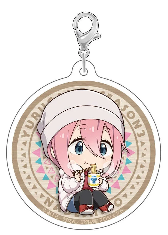 Loen Anime Store Laid-Back Camp Cup Noodle Series:Ayano Nadeshiko Acrylic HD Figure Keychain Pendant Decor Fans Gifts About 6cm