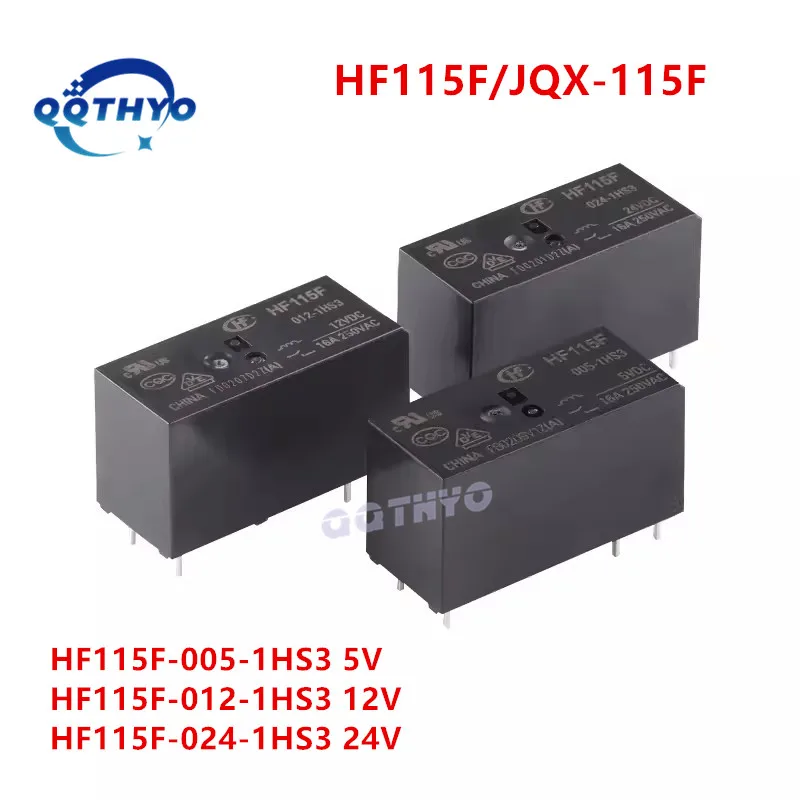 10Pcs JQX-115F HF115F HF115F-I 005 012 024 048 -2ZS4 2HS4 1HS3 1HS3A 1HS1 1ZS1 1ZS3 6Pin 8Pin 8A 12A 16A 5V 12V 24V Power Relays