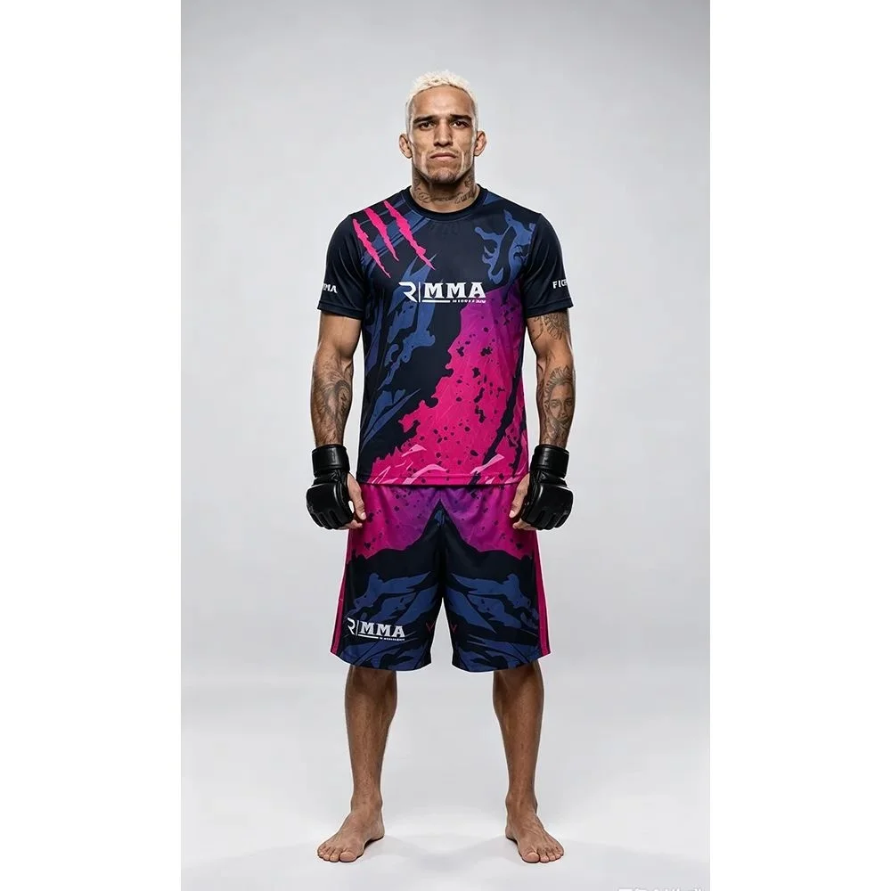 2027 Men's And Women's MMA Fighting Night T-Shirt Shorts Set Octagonal Cage Muay Thai Set Boxing Training Fitness Running Set