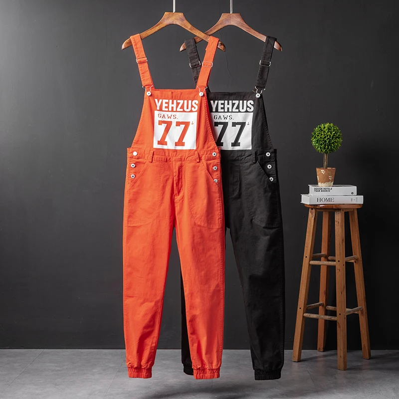 

Retro American Casual Trousers ex Couple Korean Version Slim Fit Overalls Printed Workwear Pants Harn Pants