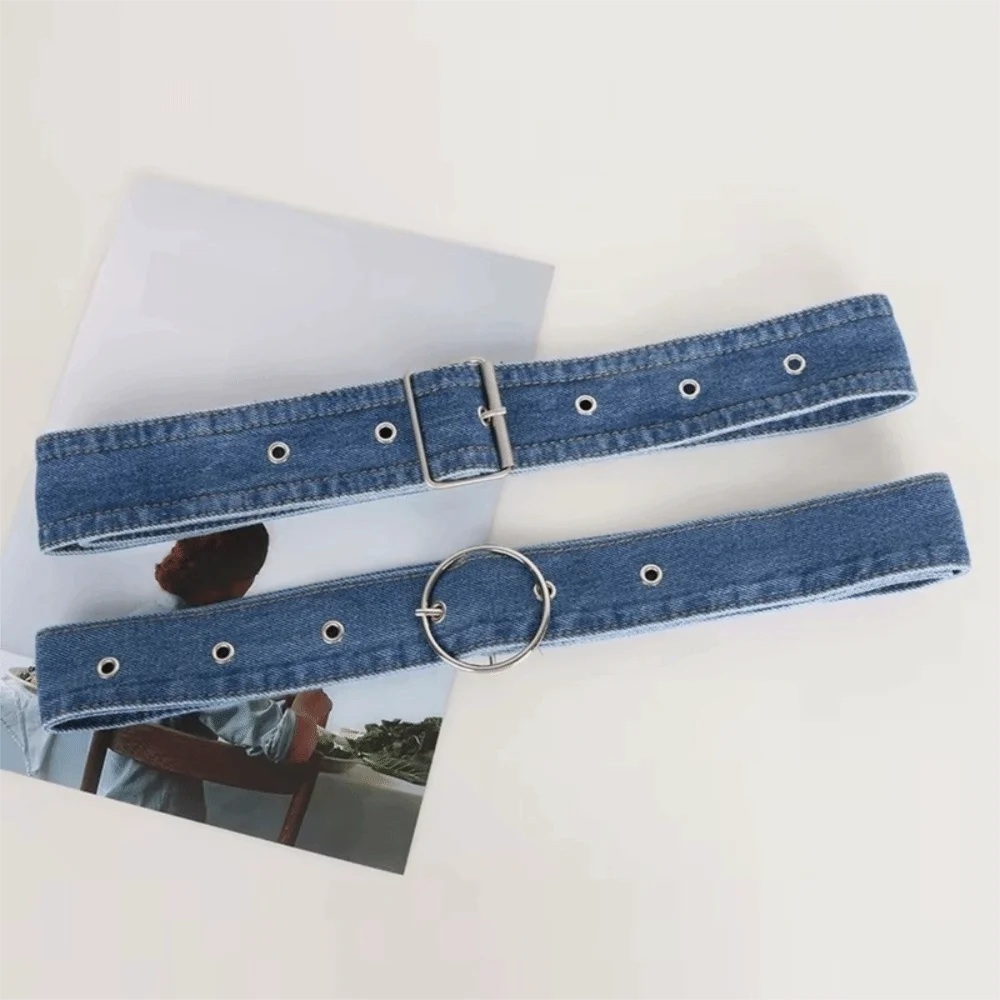 

Повседневный универсальный джинсовый пояс, широкий винтажный ремень с пряжкой, регулируемый холщовый пояс для женщин, юбка, рубашка в тон