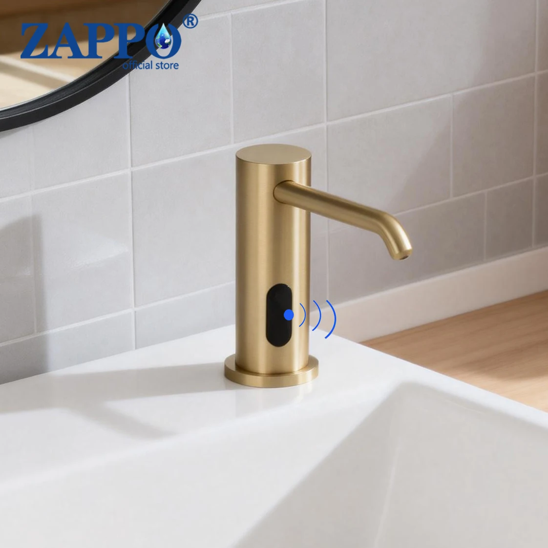 ZAPPO Touchless Automatic Soap Dispenser for Kitchen Bathroom Sink Built in Liquid Commercial Electric Soap Dispenser Black