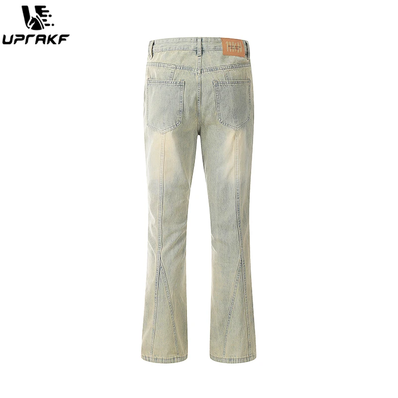 UPRAKF Flared Jeans Streetwear Basic Pants High Street Autumn Casual Pocket Denim Fashion Summer Light Color