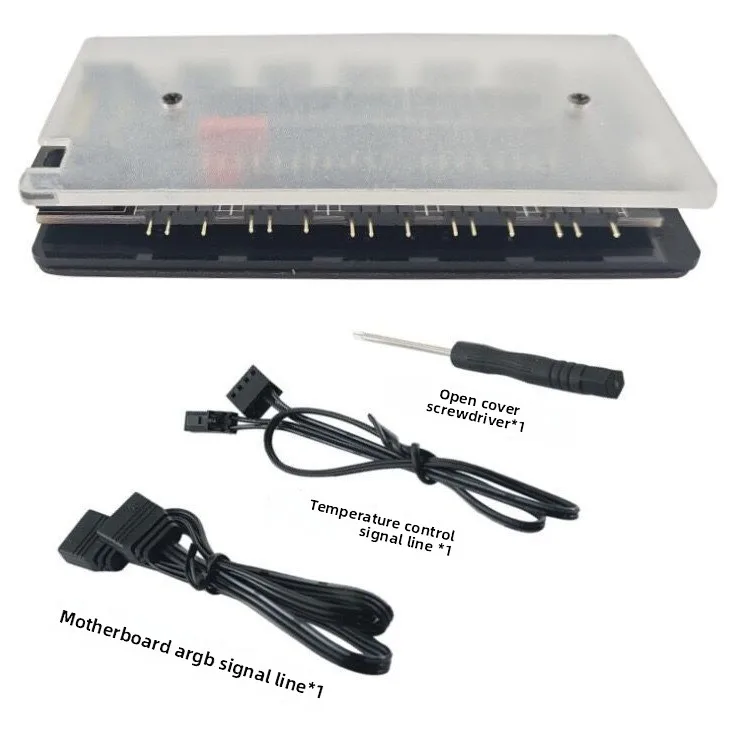 5V ARGB PWM Fan Hub 16 Ports, Dual SATA Powered PC Case Fan Splitter