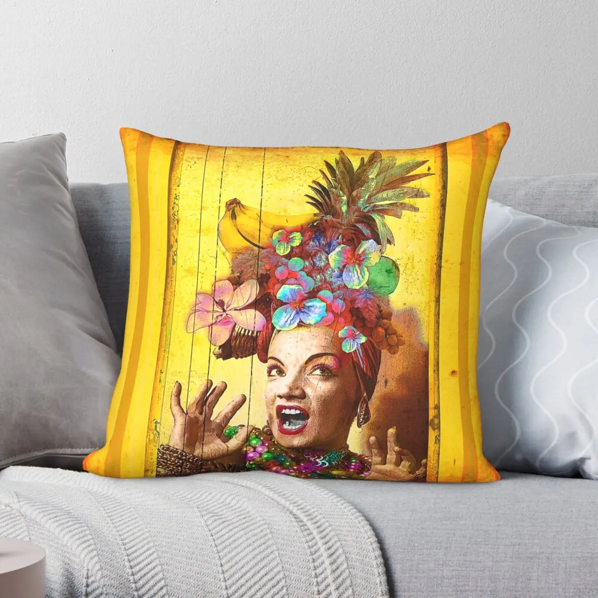 Tropical Miranda Pillowcase Polyester Linen Velvet Printed Zip Decor Throw Pillow Case Sofa Cushion Cover