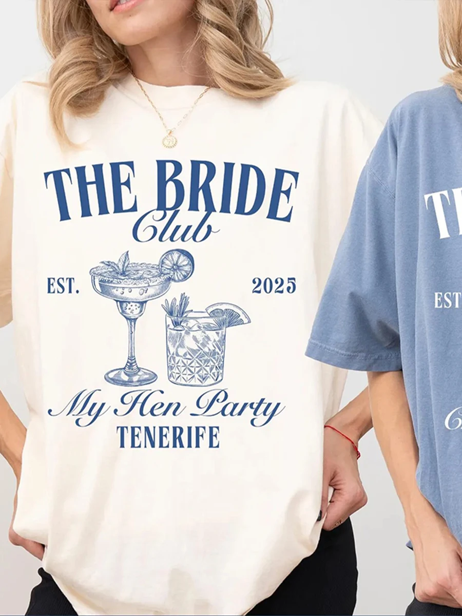Personalized Custom Unisex Tee Team Bride Bridal Hen Party Shirts Bachelorette Party Gift Tops Cotton Y2K T-Shirts Streetwear